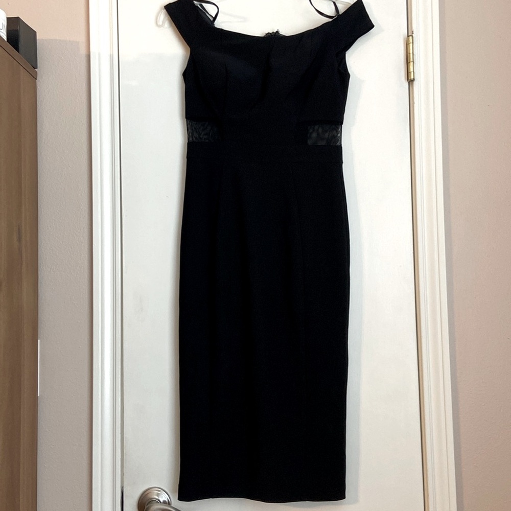 Black Off-The-Shoulder Dress with Side Cutouts - Size 4